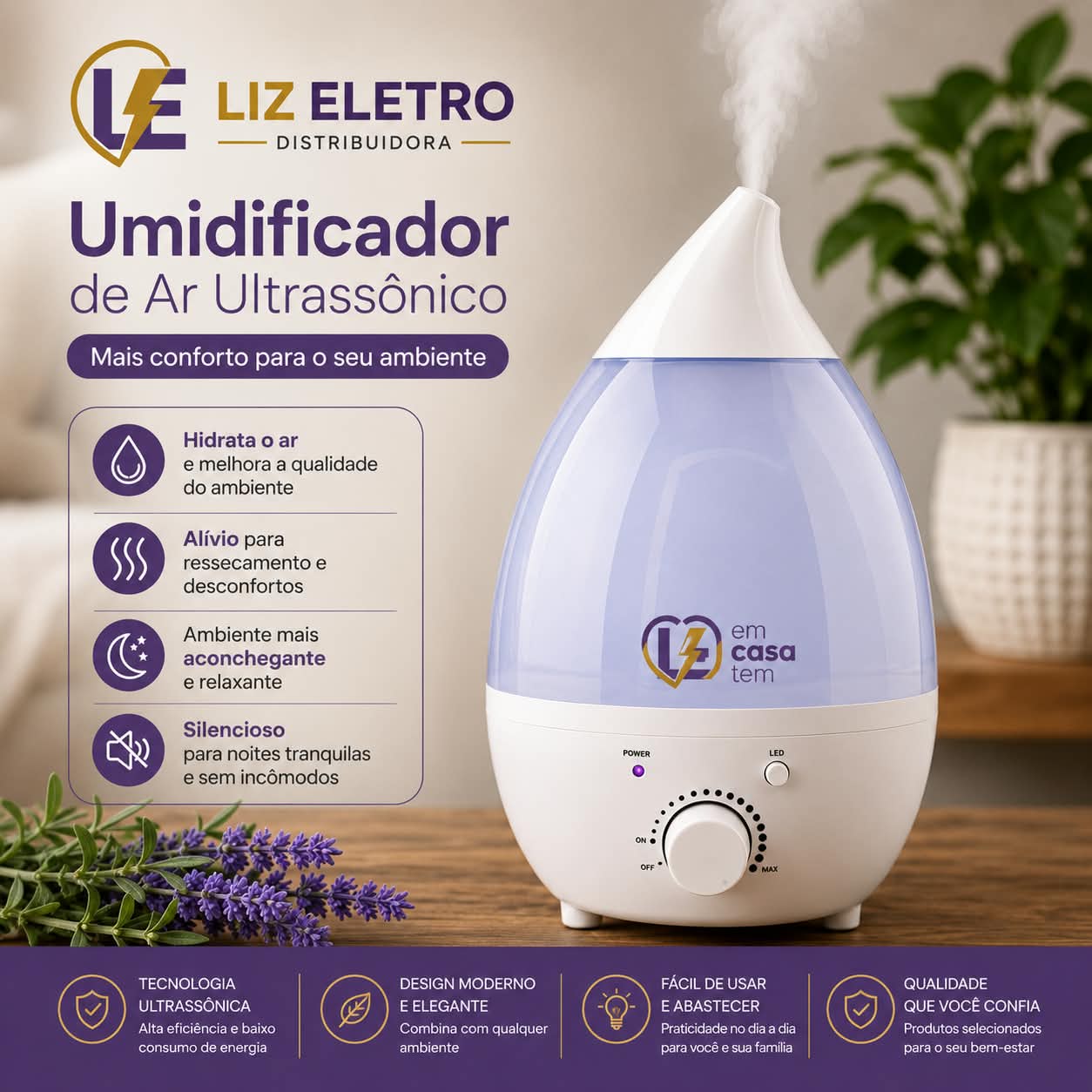 Umidificador de Ar Ultrassônico